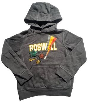 Nike Roswell Boys XS Hoodie Black Pullover Embroidered Stars DJ5324-010￼